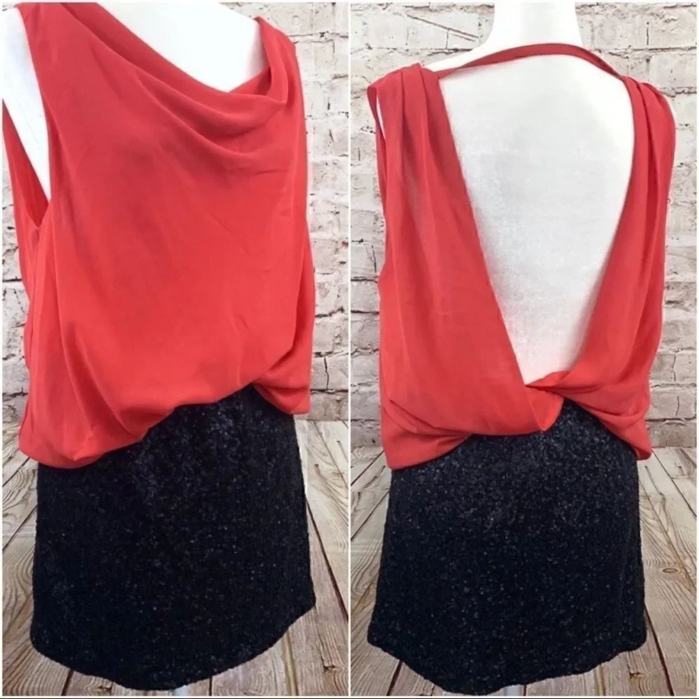 LUSH draped open back sequin dress